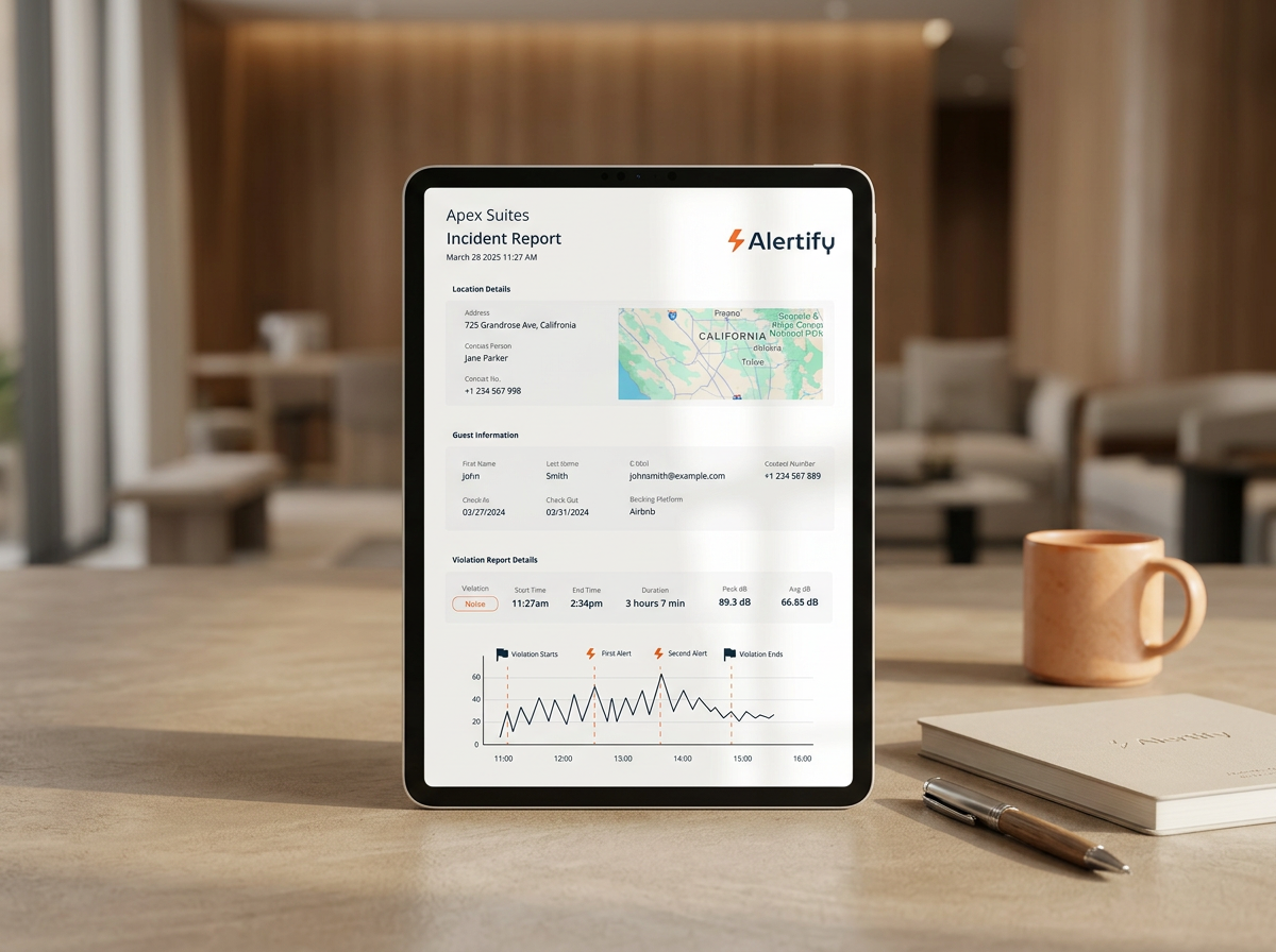 Alertify Documentary Evidence dashboard with incident report