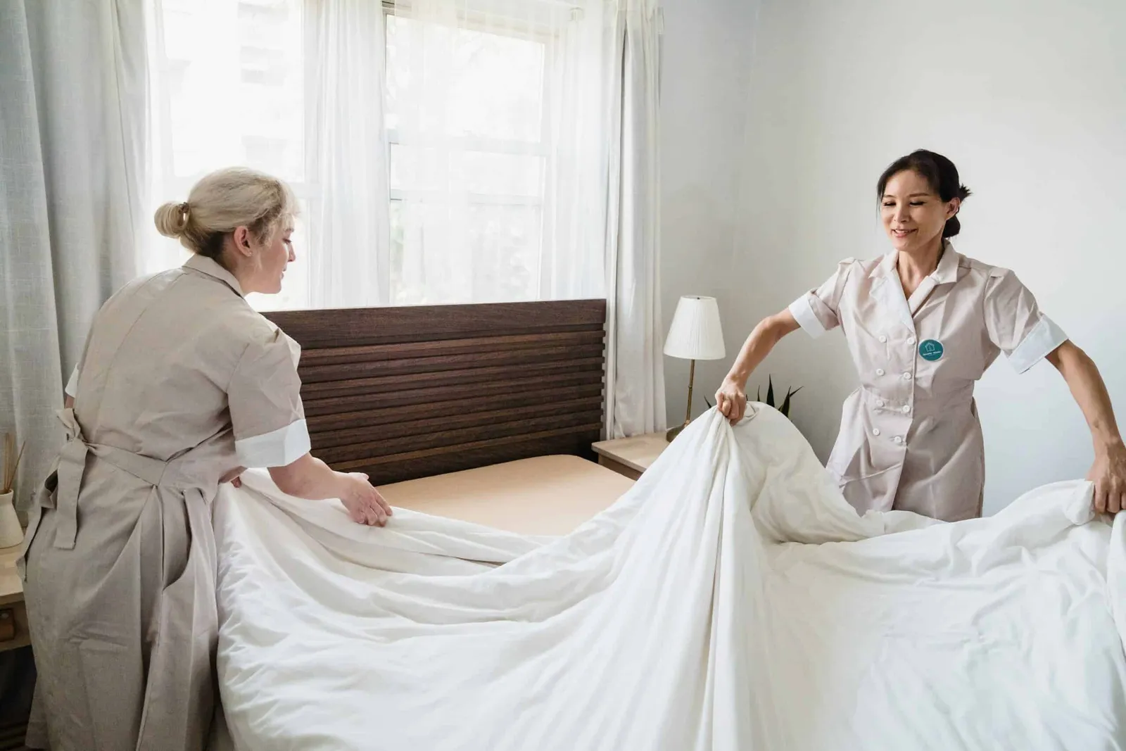 cleaning hotel room